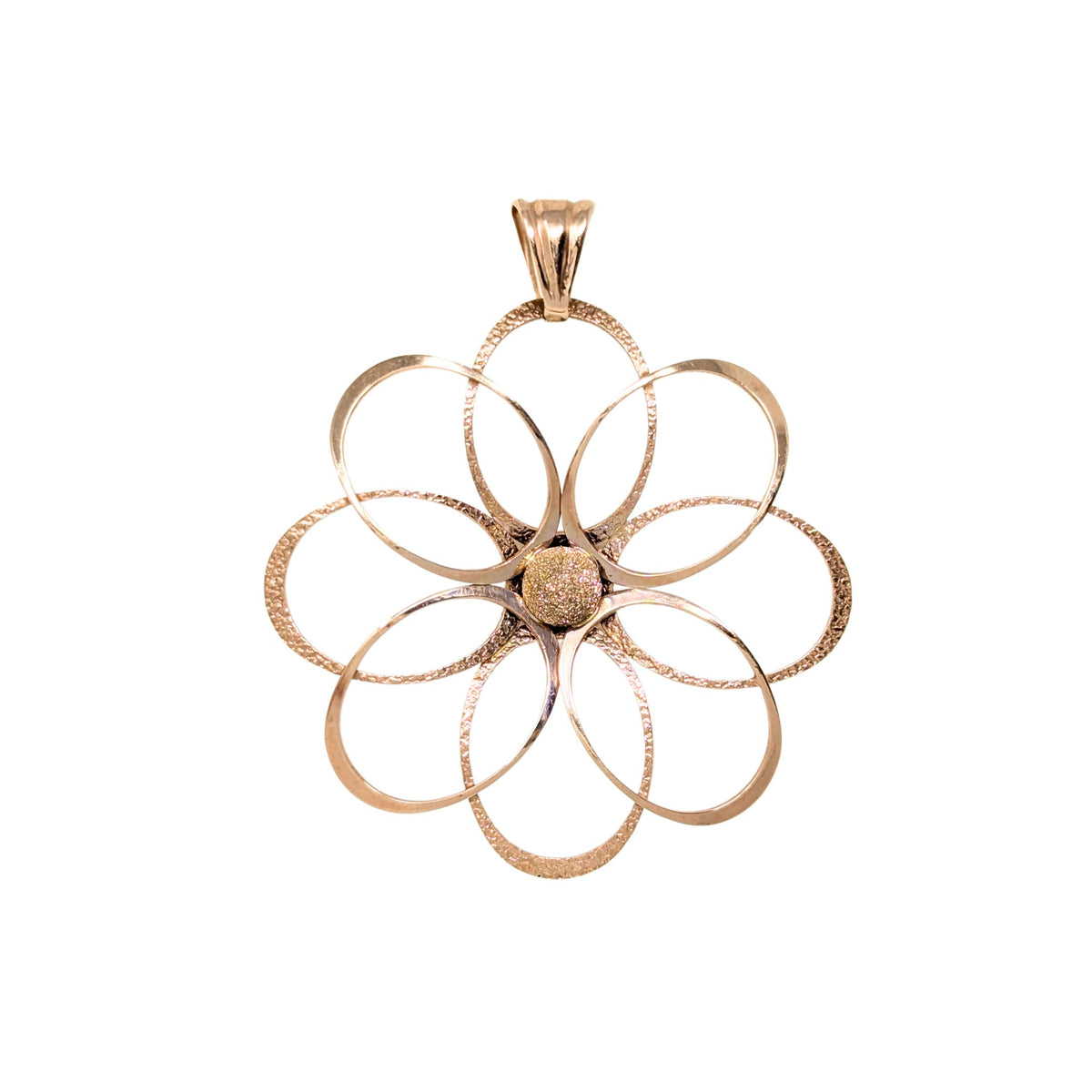 14K Rose Gold Open Flower Pendant