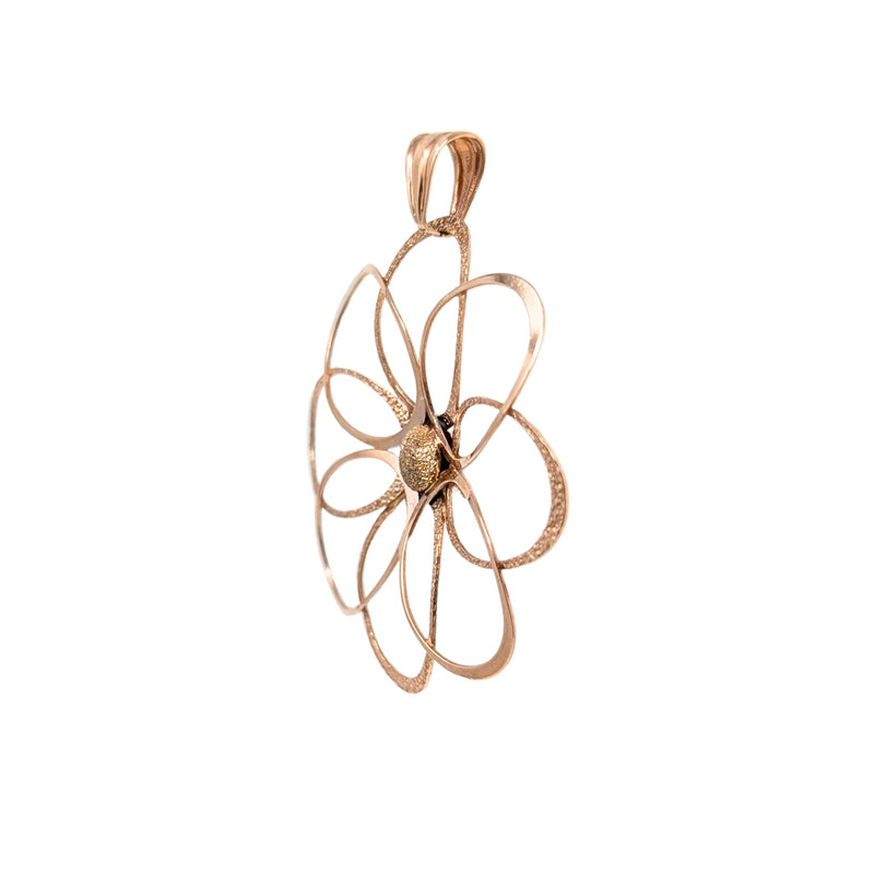 14K Rose Gold Open Flower Pendant