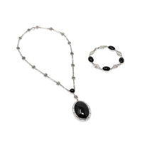 Vintage Sterling Onyx Bracelet & Necklace