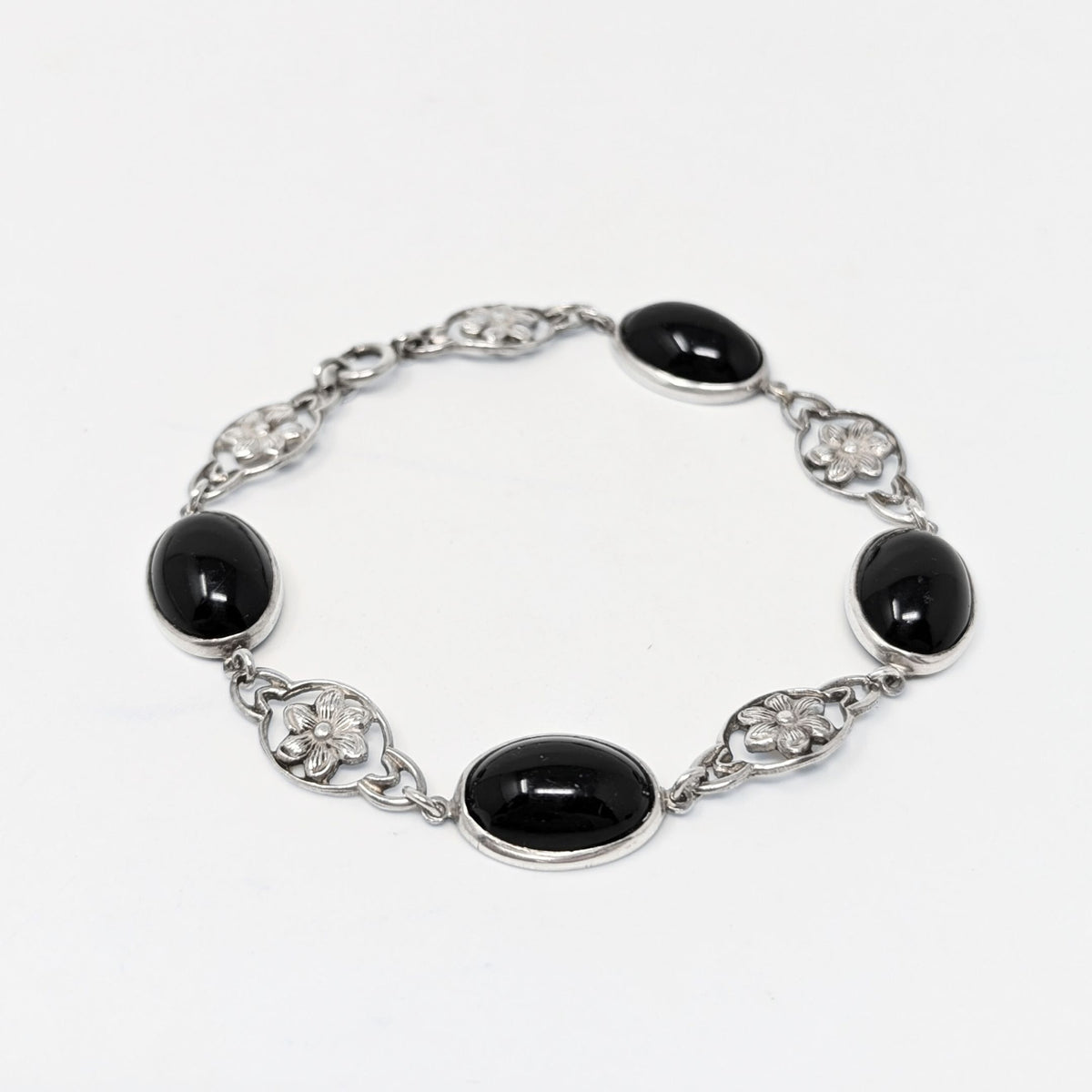 Vintage Sterling Onyx Bracelet & Necklace