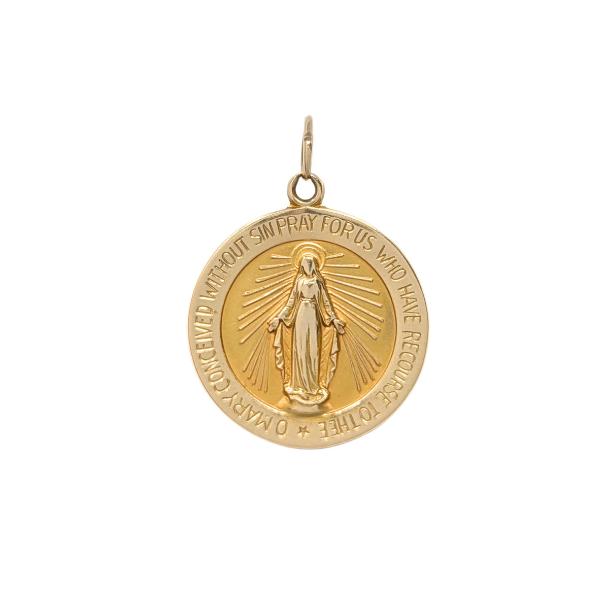 14K Gold Miraculous Medal Pendant