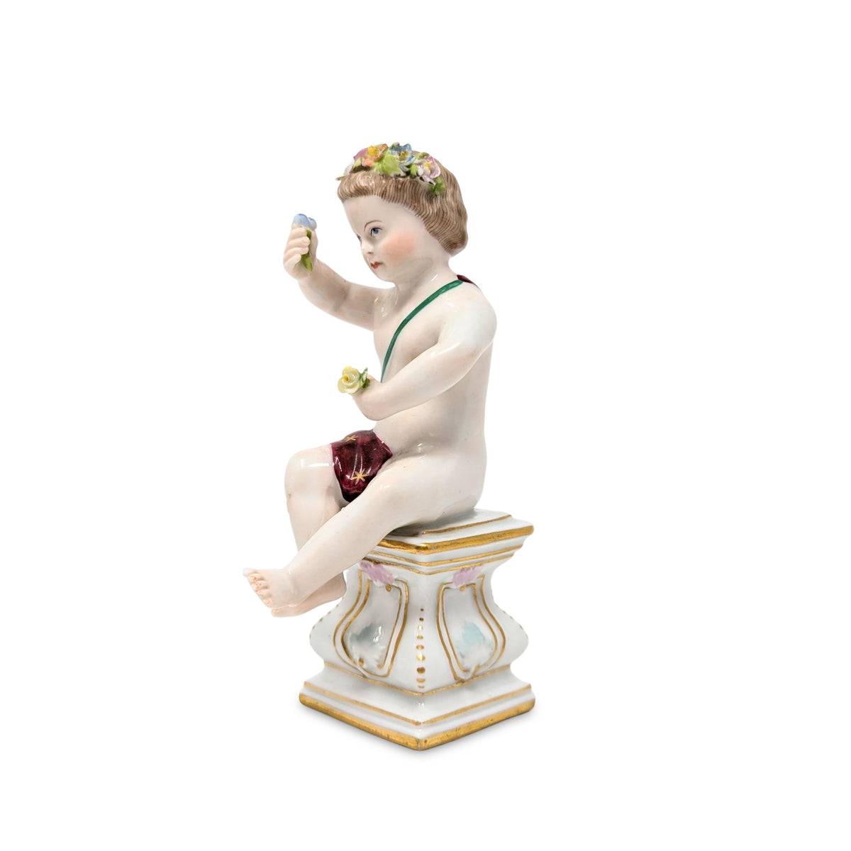 Dresden Porcelain Cherub/Putti on Pedestal