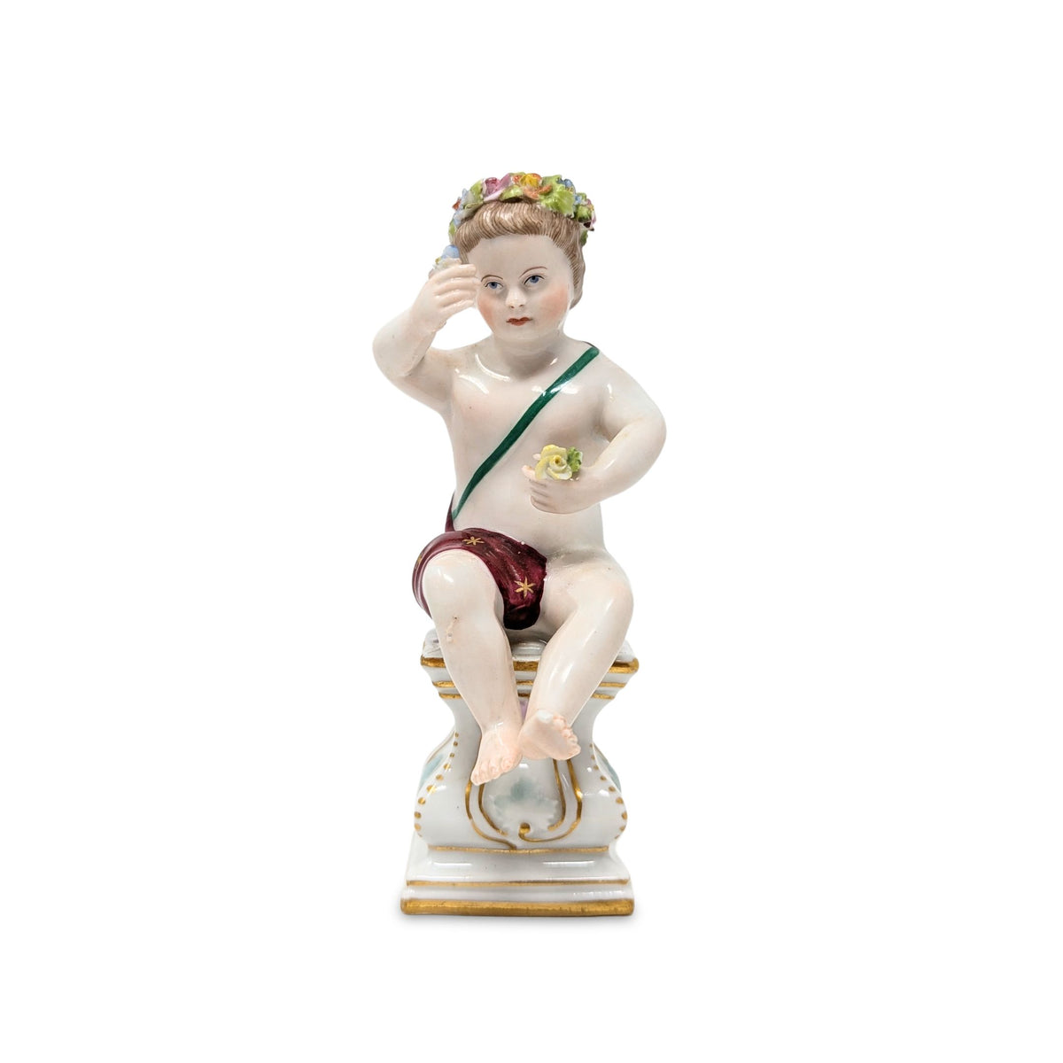 Dresden Porcelain Cherub/Putti on Pedestal