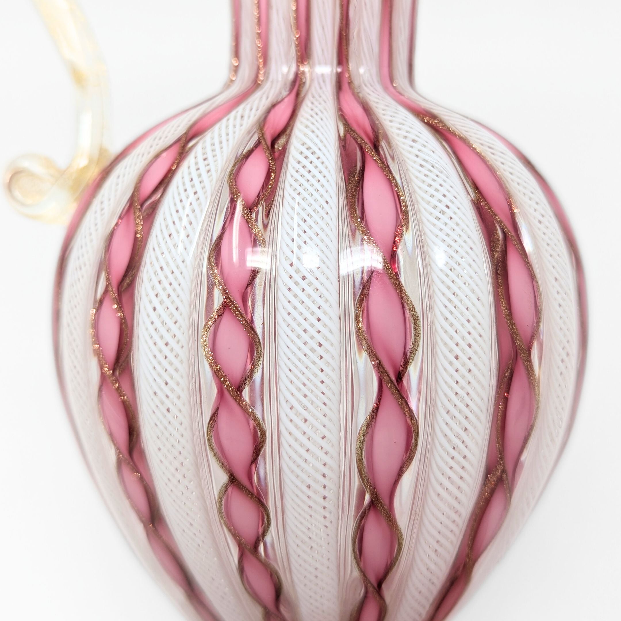 MURANO ITALY金彩 ピンクレースライン ピッチャー 花瓶 Murano Venetian Zanfirico Latticino Glass Ewer/Pitcher – Goodman's