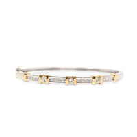 14K Two Tone Gold Diamond Hinged Bangle Bracelet