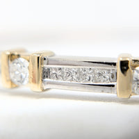 14K Two Tone Gold Diamond Hinged Bangle Bracelet