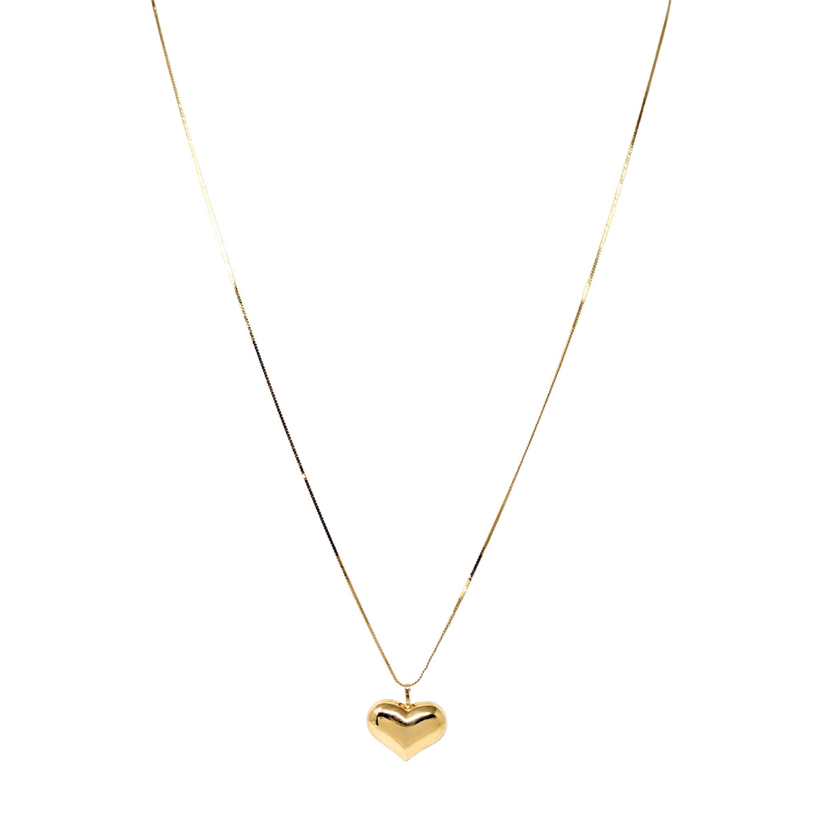 Italian 14K Gold 26” Puffy Heart Pendant Necklace