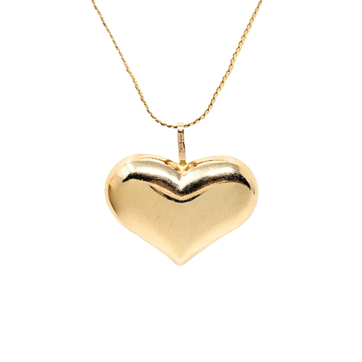 Italian 14K Gold 26” Puffy Heart Pendant Necklace