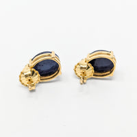 18K Gold Cobalt Blue Star Sapphire & Diamond Earrings