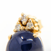 18K Gold Cobalt Blue Star Sapphire & Diamond Earrings