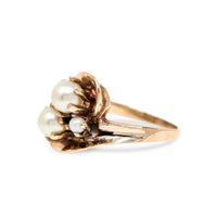 Vintage 10K Rose Gold Pearl Ring - Size 6