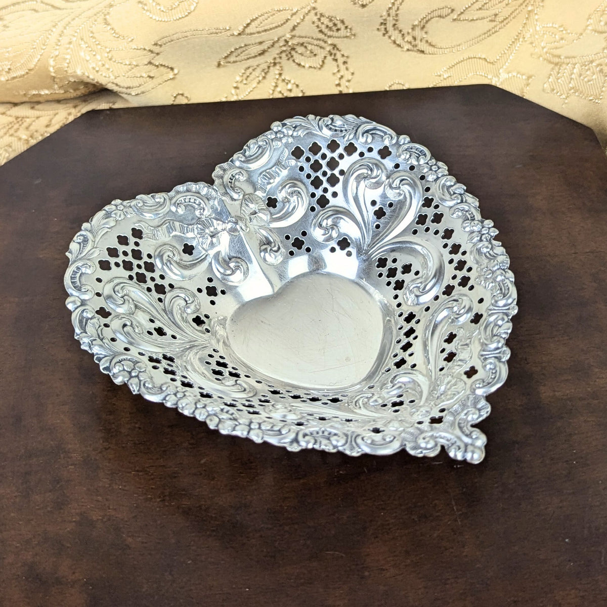 Gorham "Chantilly" Sterling Silver Heart-Shaped Nut Dish