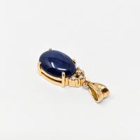 18K Gold Cobalt Blue Star Sapphire & Diamond Pendant