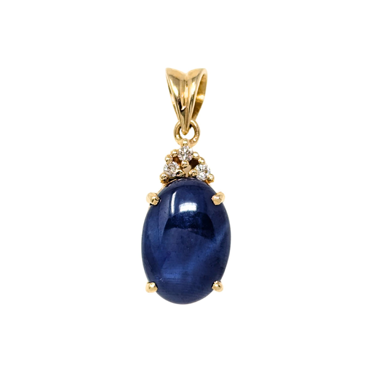 18K Gold Cobalt Blue Star Sapphire & Diamond Pendant