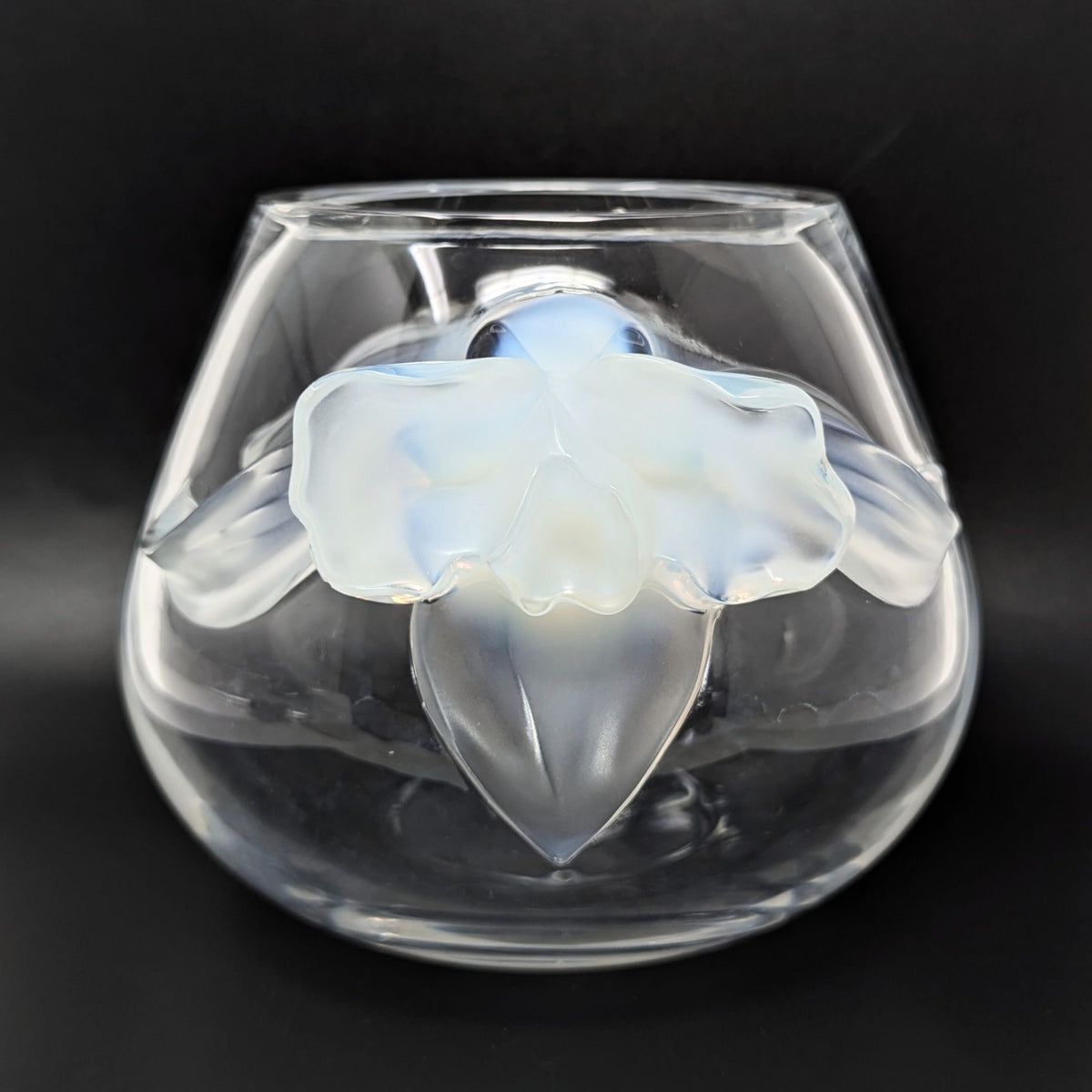 Lalique France 6" Crystal "Orchidee" Vase With Box