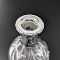 Gorham Art Nouveau Sterling Overlay Perfume Bottle, Monogrammed