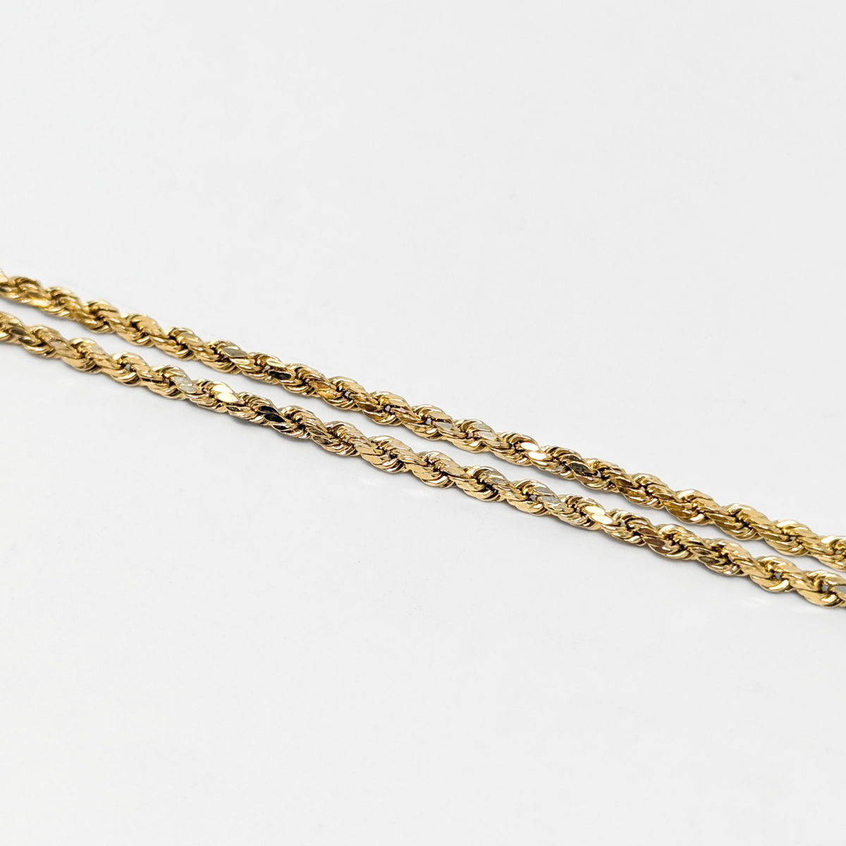 14K Gold 22” 2.4mm Diamond Cut Rope Chain