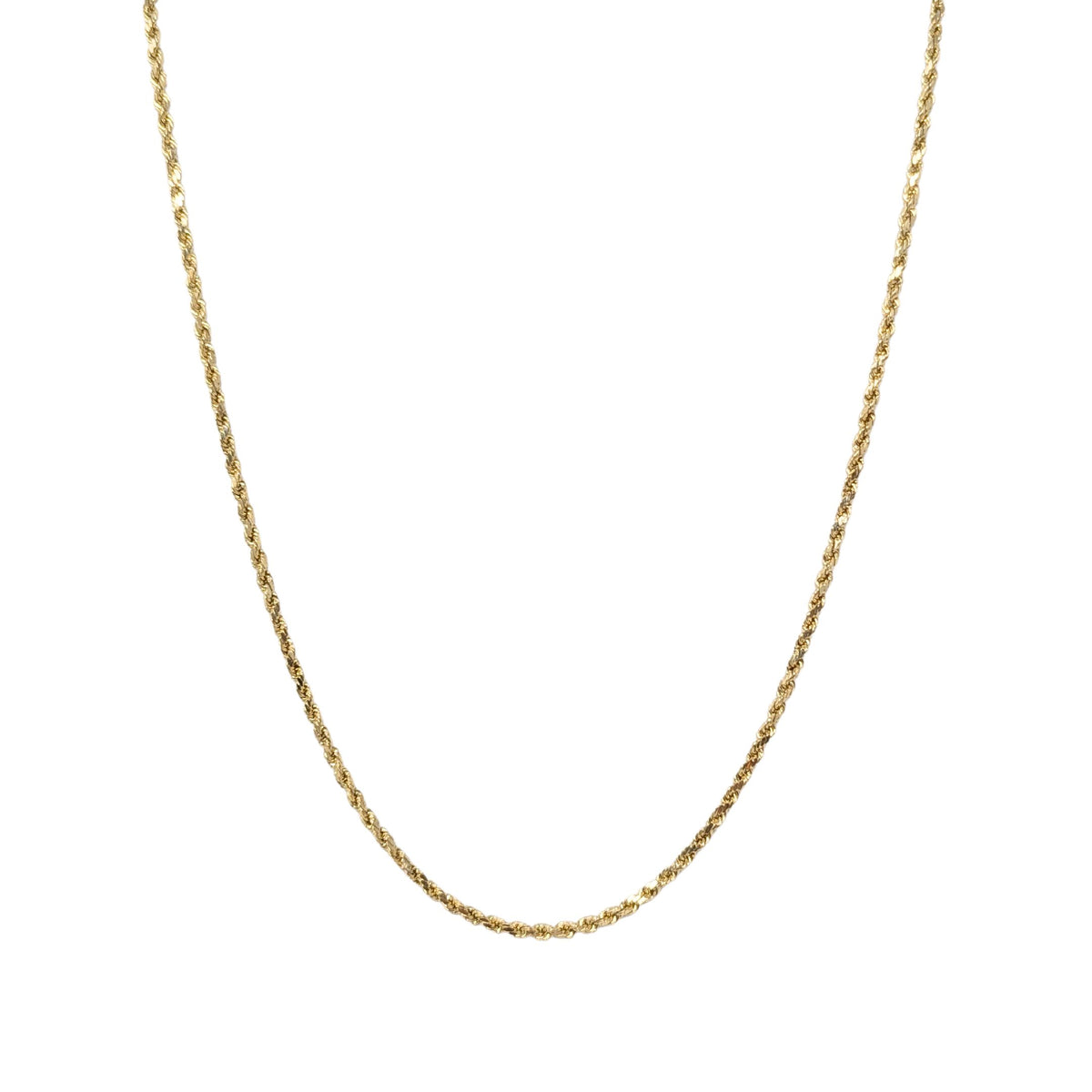 14K Gold 22” 2.4mm Diamond Cut Rope Chain