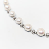 Ross Simons 14K White Gold, Pearl & Diamond Necklace