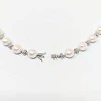 Ross Simons 14K White Gold, Pearl & Diamond Necklace