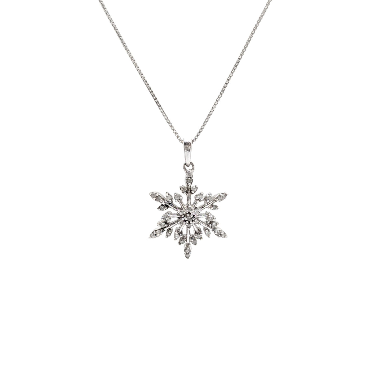 Sterling Silver 18" Snowflake Pendant Necklace