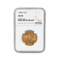 1908 NGC AU58 Gold $10 Indian Head Eagle