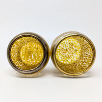 Pair of Small Art Glass Vases W/ Silverplated Brass Rims