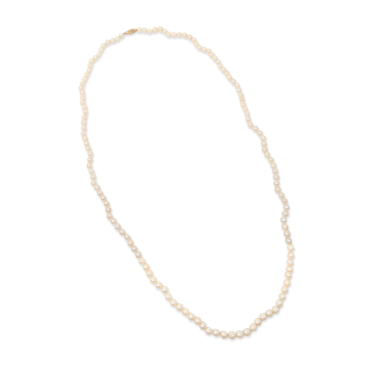 14K Gold 36” Light Iridescent Pink 7mm Pearl Necklace