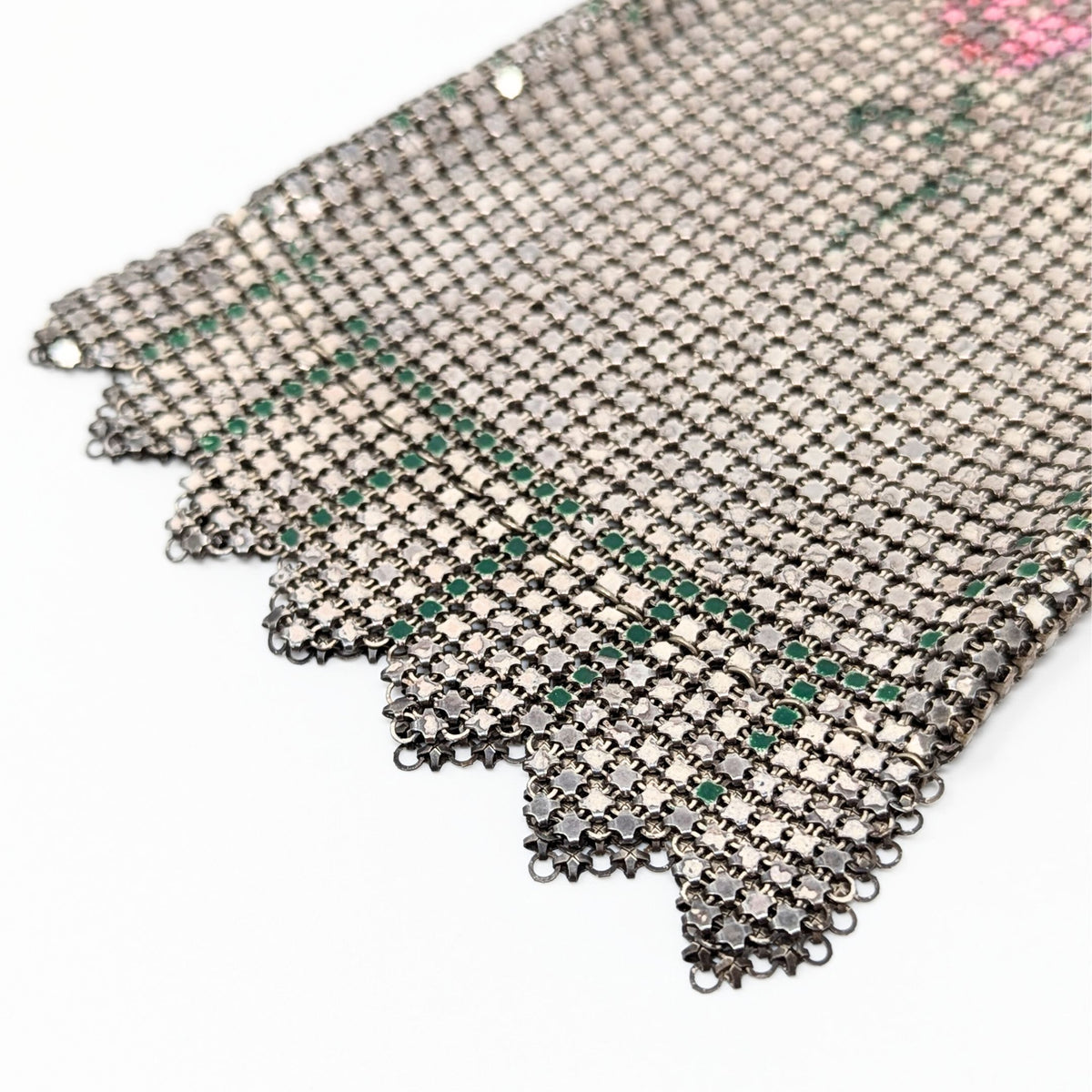 Whiting & Davis Floral Enameled Metal Mesh Bag