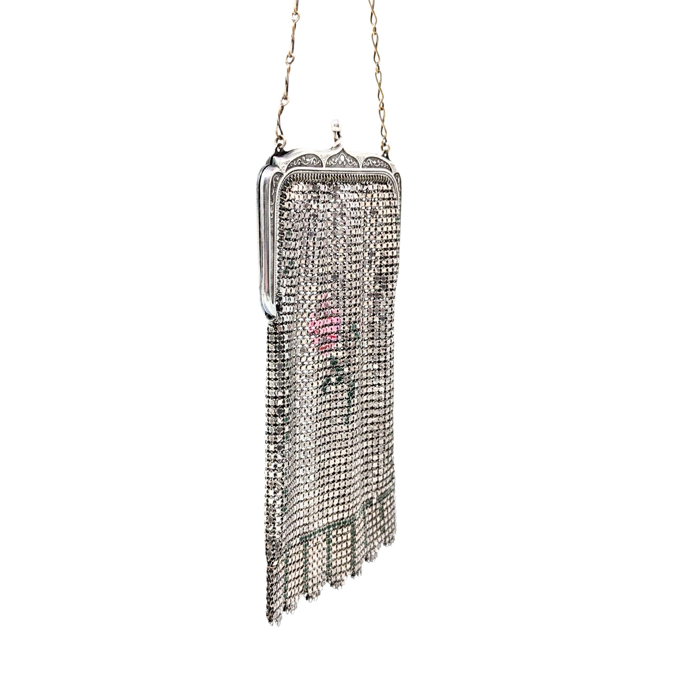 Whiting & Davis Floral Enameled Metal Mesh Bag – Goodman's