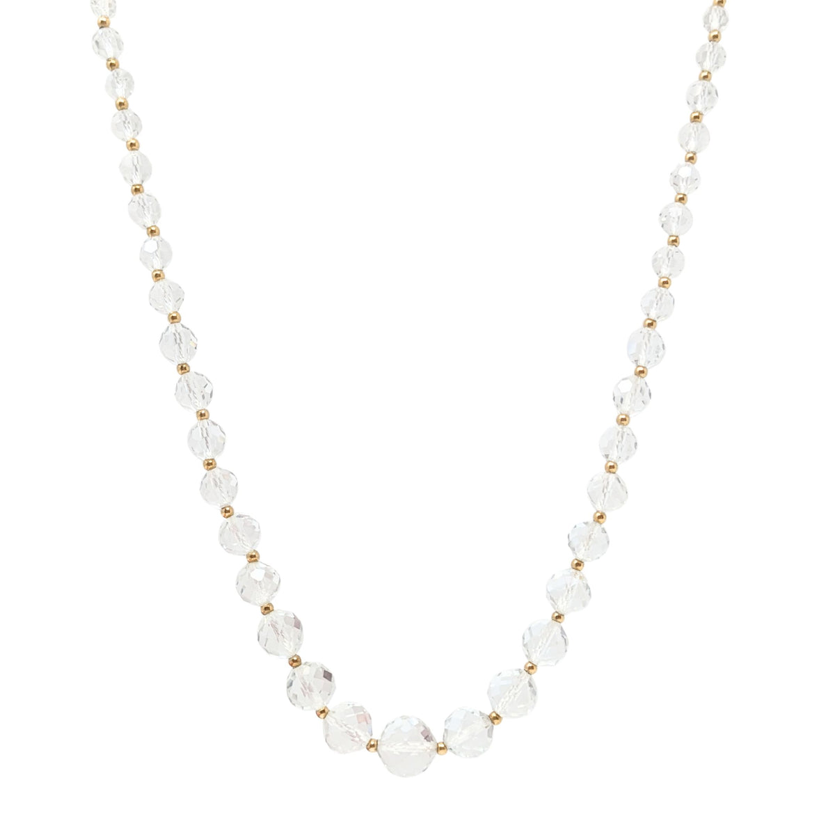 Vintage Crystal & 14K Gold Bead Necklace