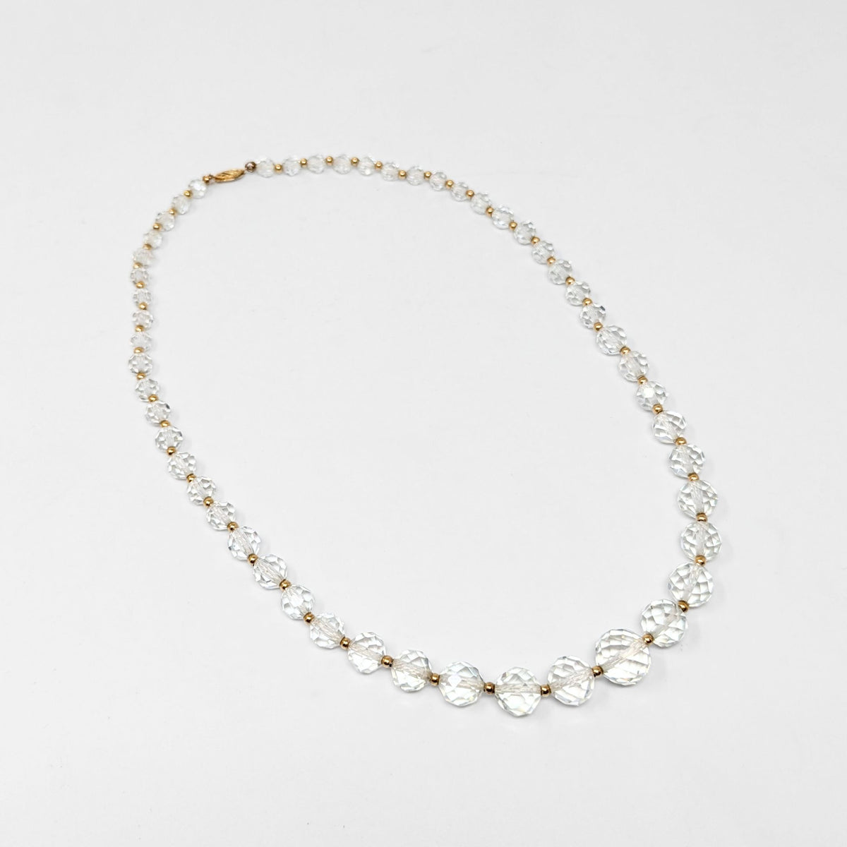 Vintage Crystal & 14K Gold Bead Necklace