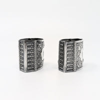 Victorian Silverplate Repousse Oval Napkin Rings (Pair) "K" Monogram