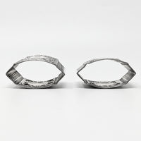 Victorian Silverplate Repousse Oval Napkin Rings (Pair) "K" Monogram