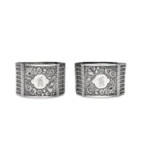 Victorian Silverplate Repousse Oval Napkin Rings (Pair) "K" Monogram