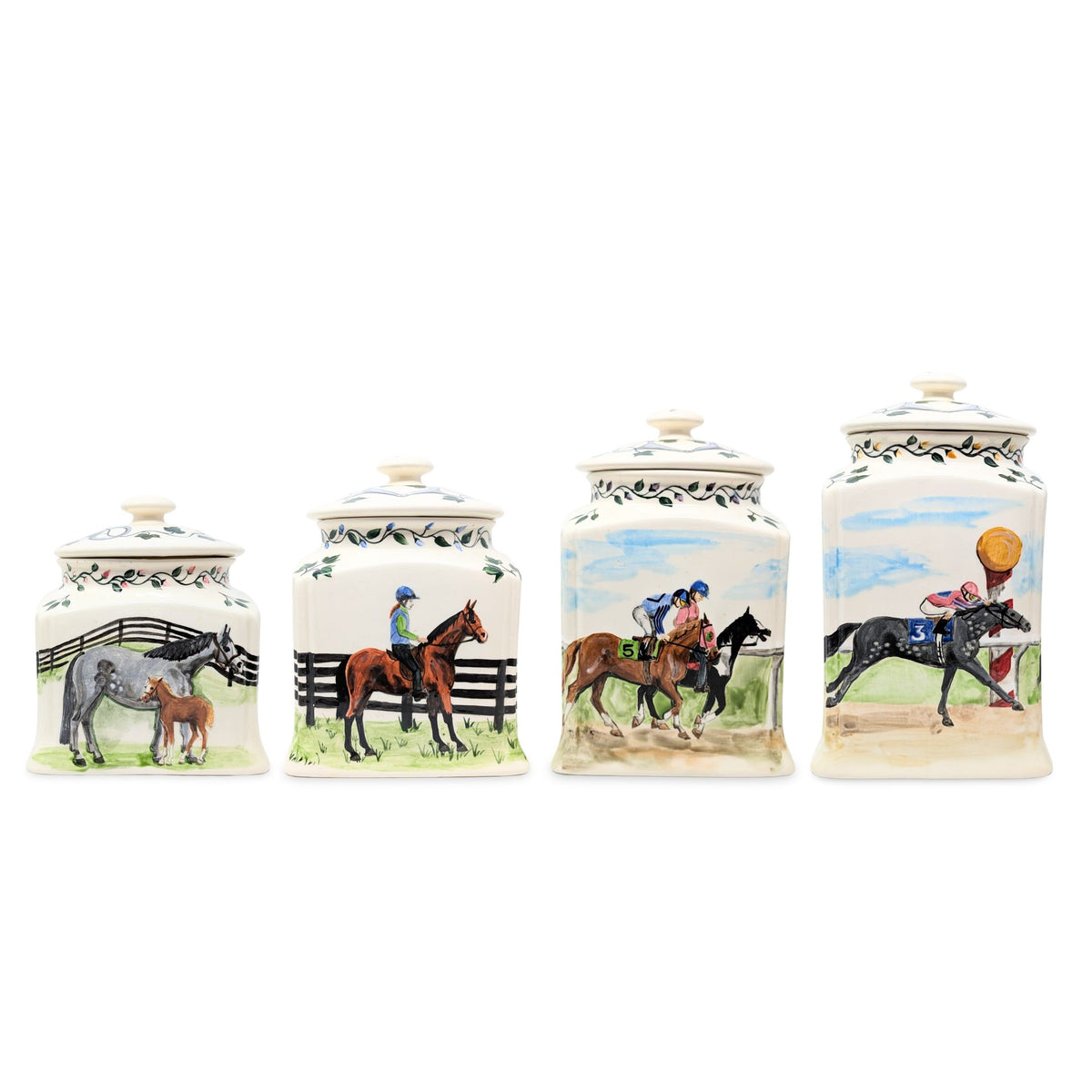 Ouisha McKinney Hand-Painted Ceramic 4-Piece Canister Set