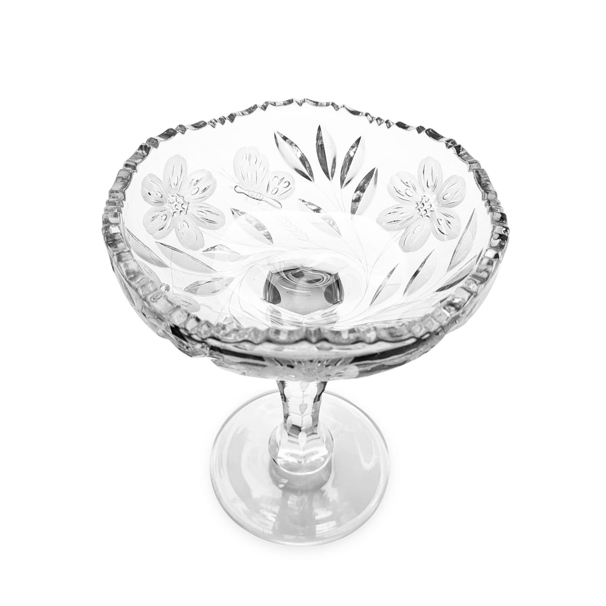 Cut Crystal Compote With Butterfly Motif