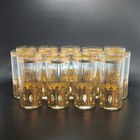 Culver "Antigua" Highball Glasses (Set of 14) W/ 22K Gold Overlay