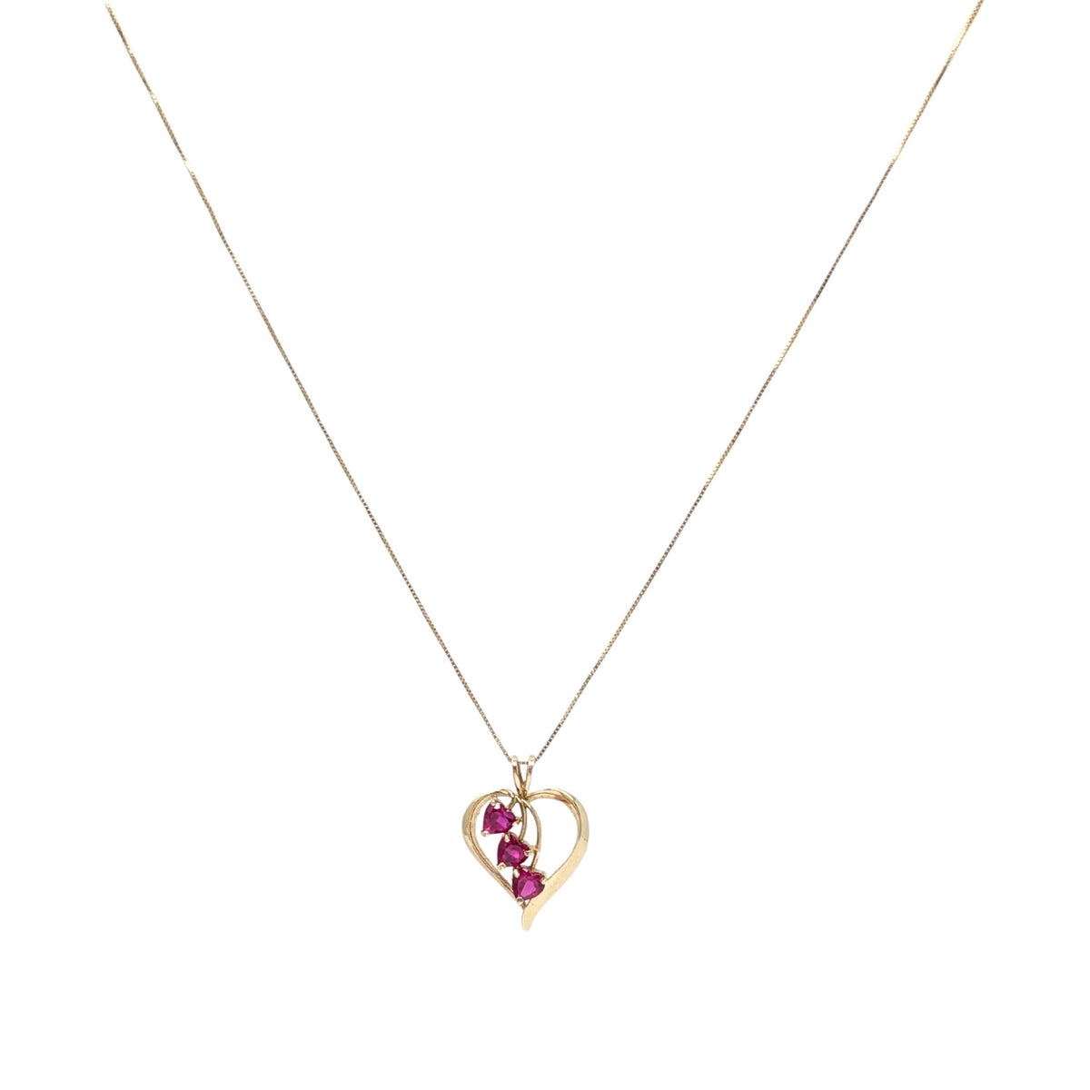 10K/14K Gold Raspberry Red Topaz Heart Necklace