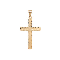 14K Gold 39mm Brushed Diamond Cut Cross Pendant