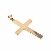 14K Gold 39mm Brushed Diamond Cut Cross Pendant