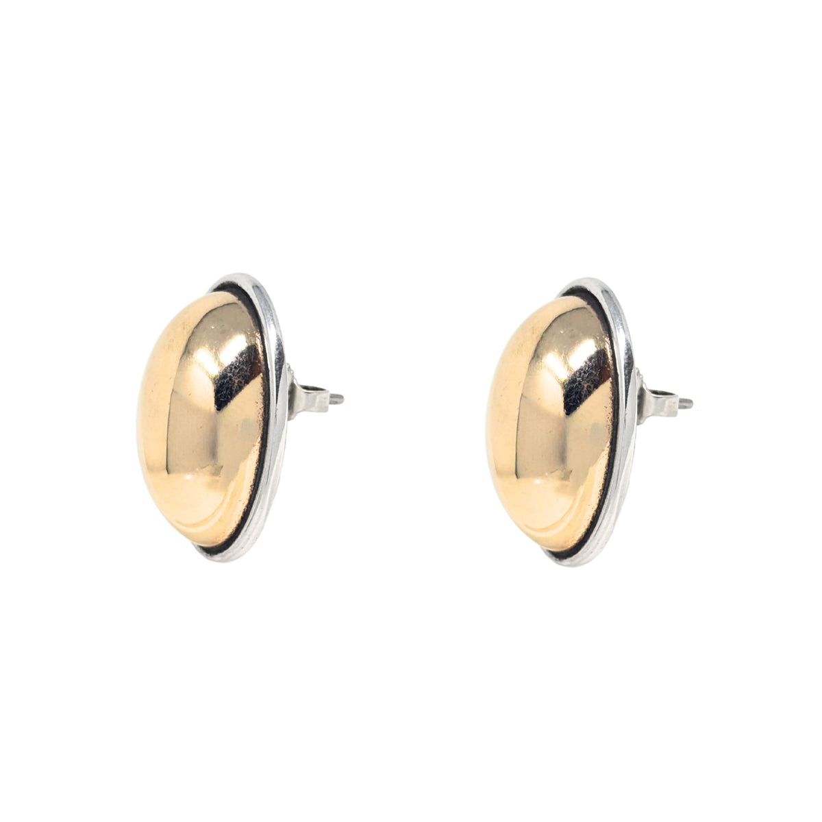 James Avery 14K Gold/Sterling Oval Button Domed Earrings