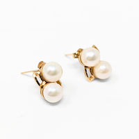 14K Gold Double Pearl Earrings