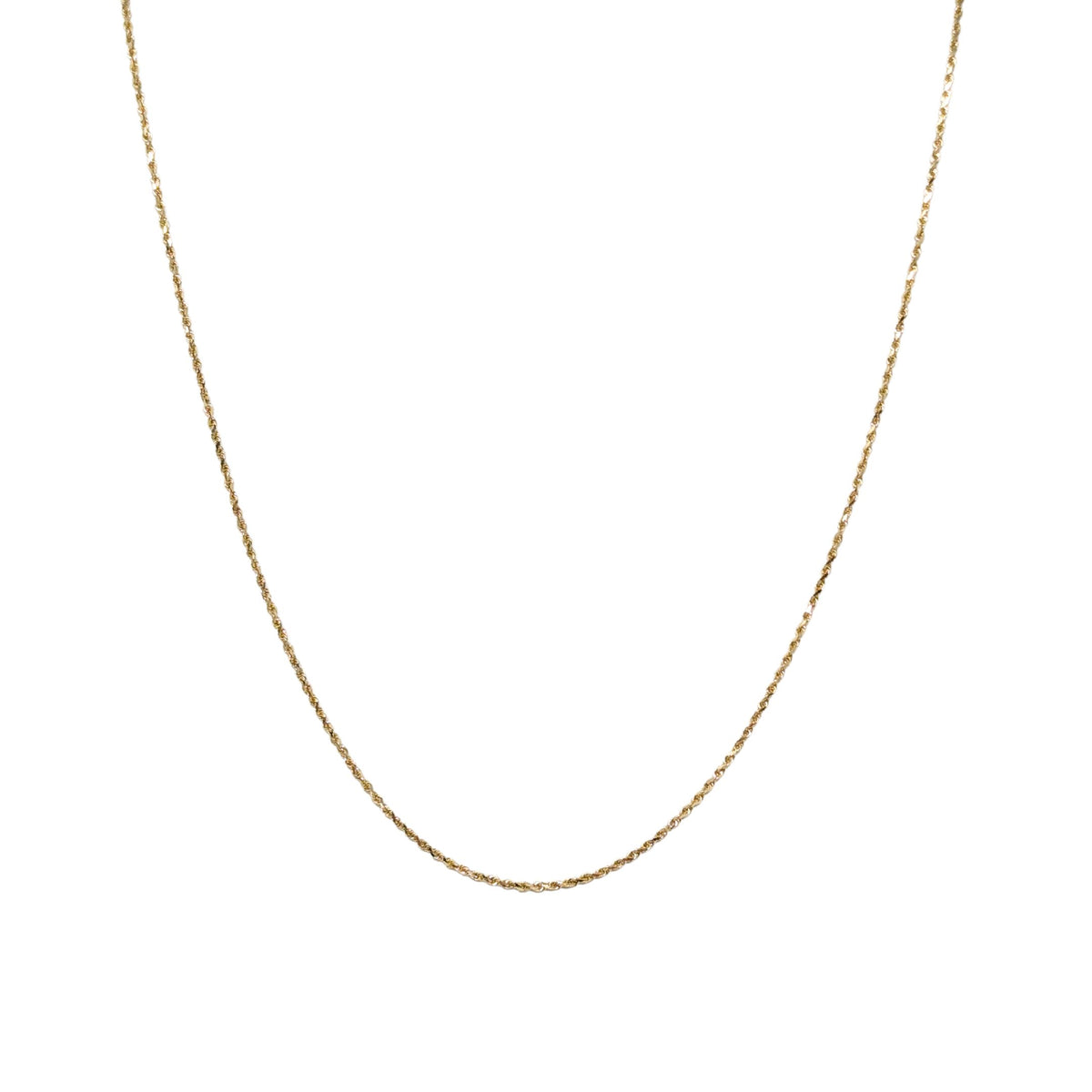 14K Gold Diamond Cut 1.5mm 20” Rope Chain Necklace