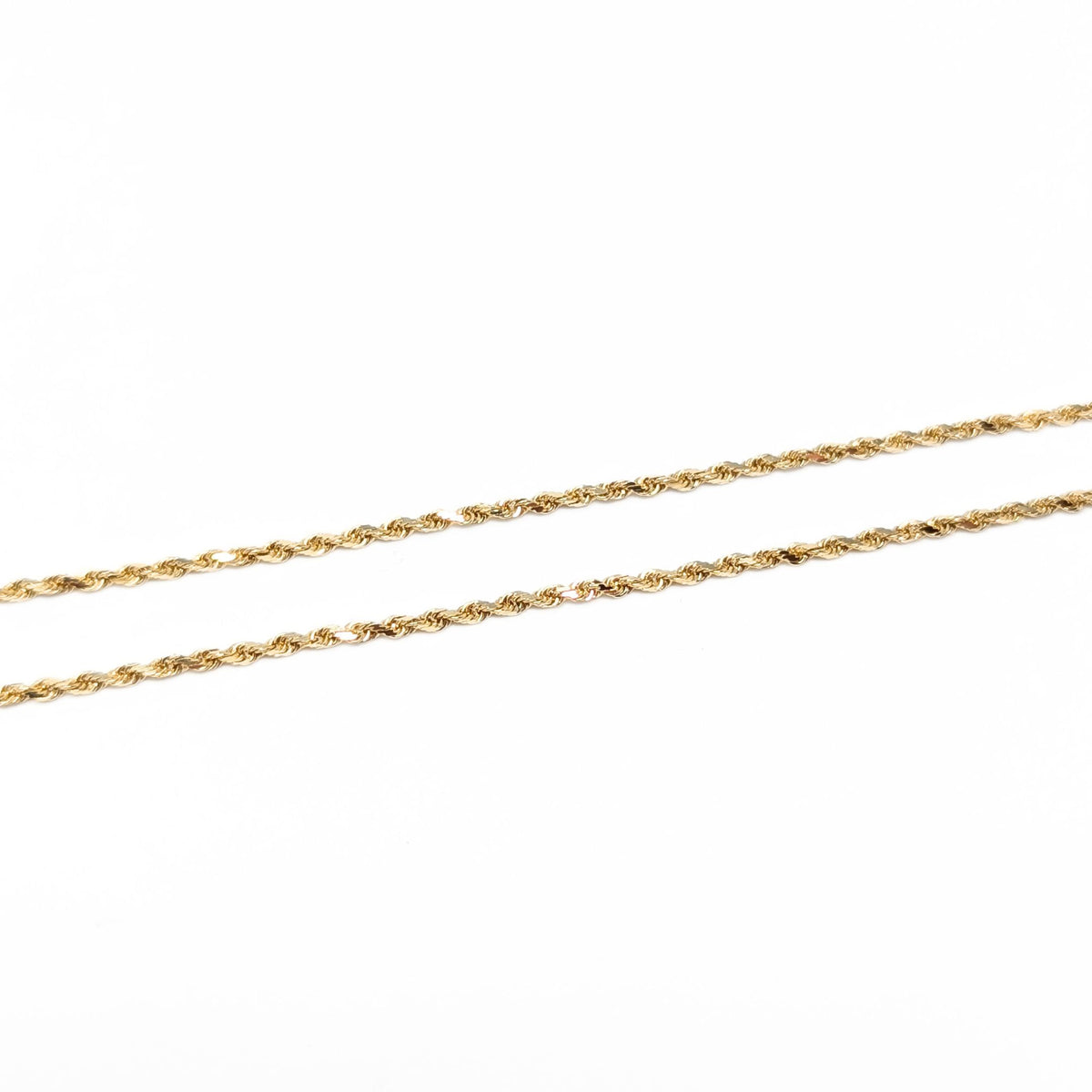 14K Gold Diamond Cut 1.5mm 20” Rope Chain Necklace