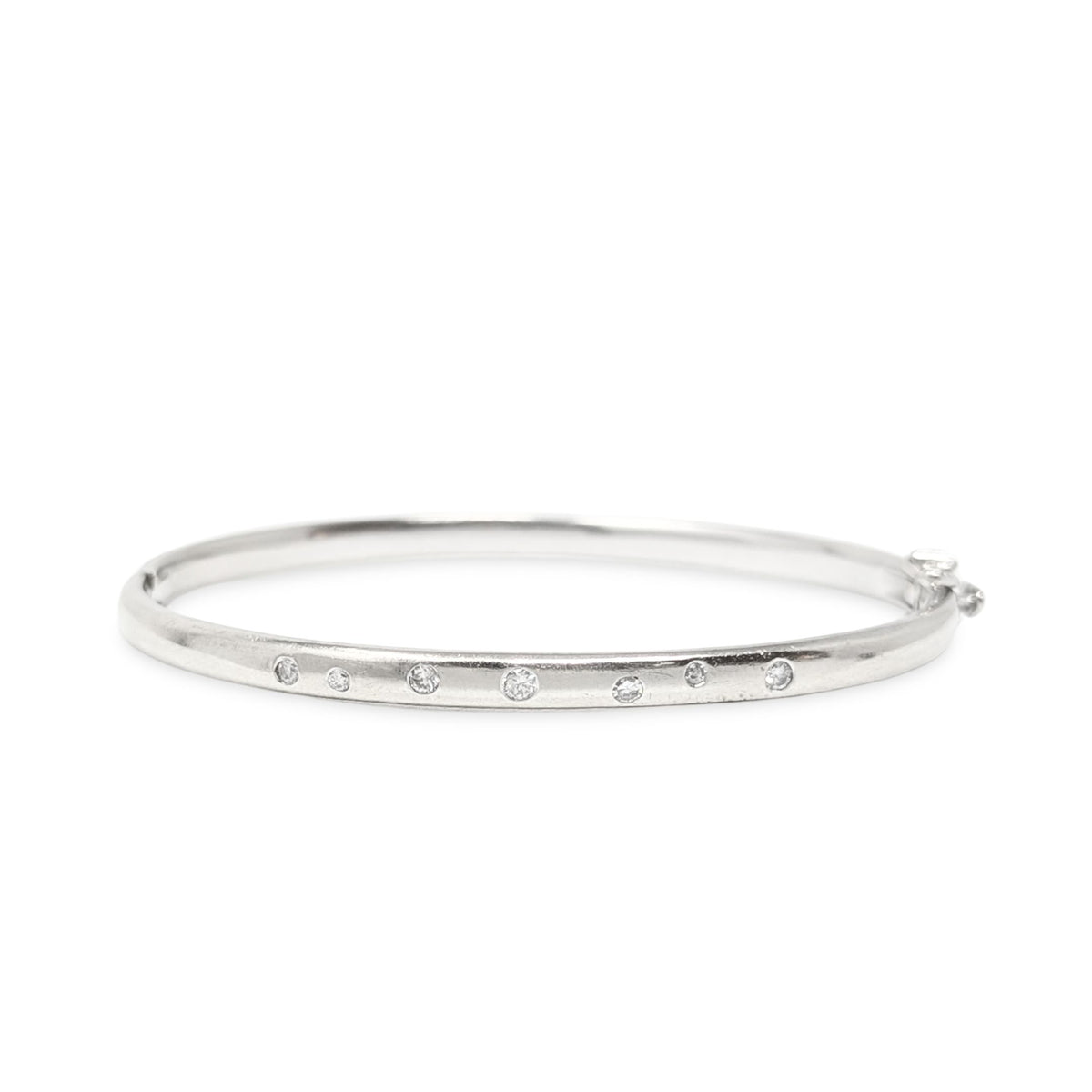 14K White Gold Diamond Hinged Bangle Bracelet