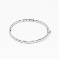 14K White Gold Diamond Hinged Bangle Bracelet