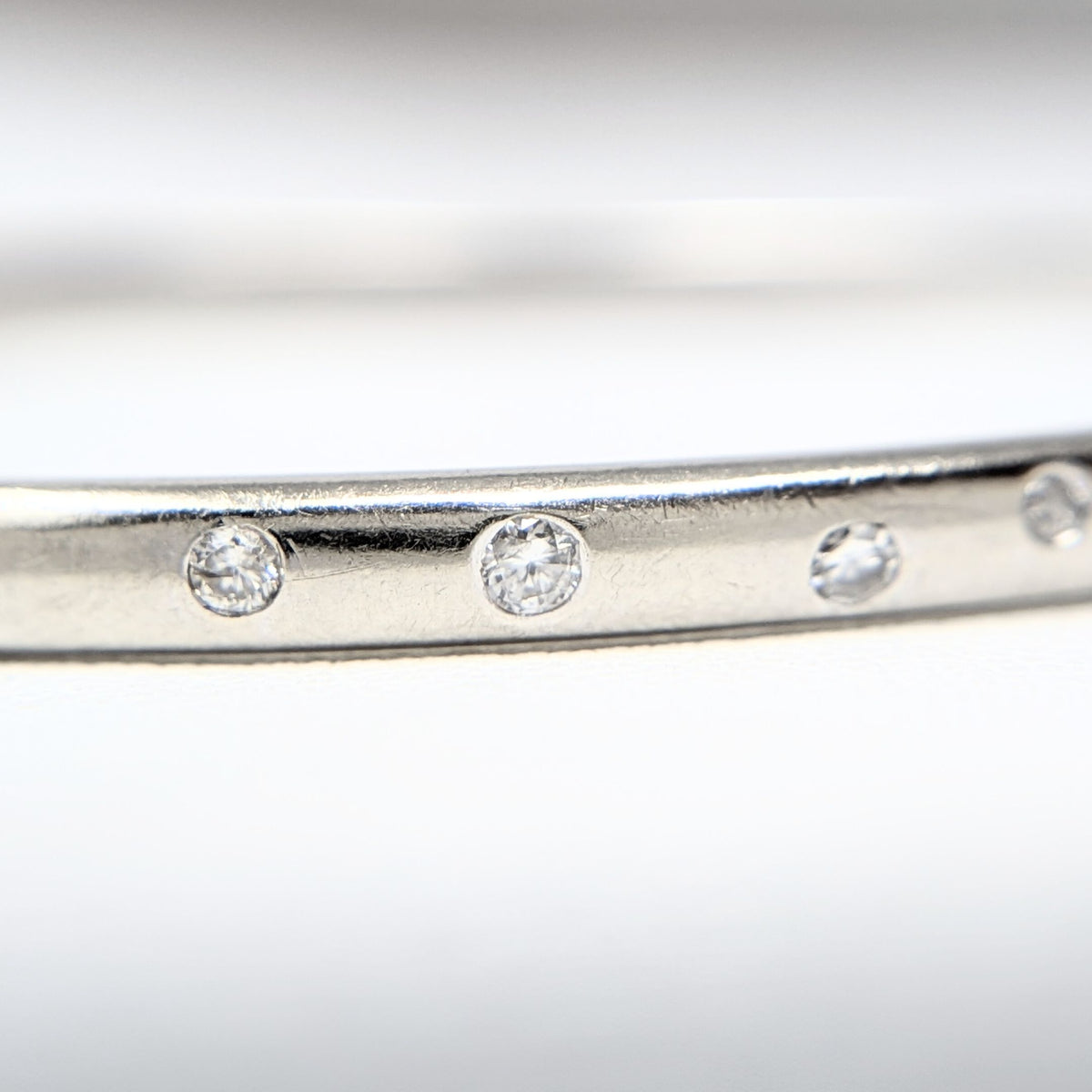 14K White Gold Diamond Hinged Bangle Bracelet