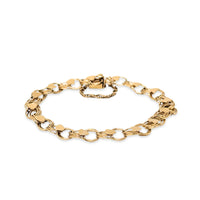 14K Gold Triple Link Heart Accent Charm Bracelet