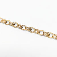 14K Gold Triple Link Heart Accent Charm Bracelet